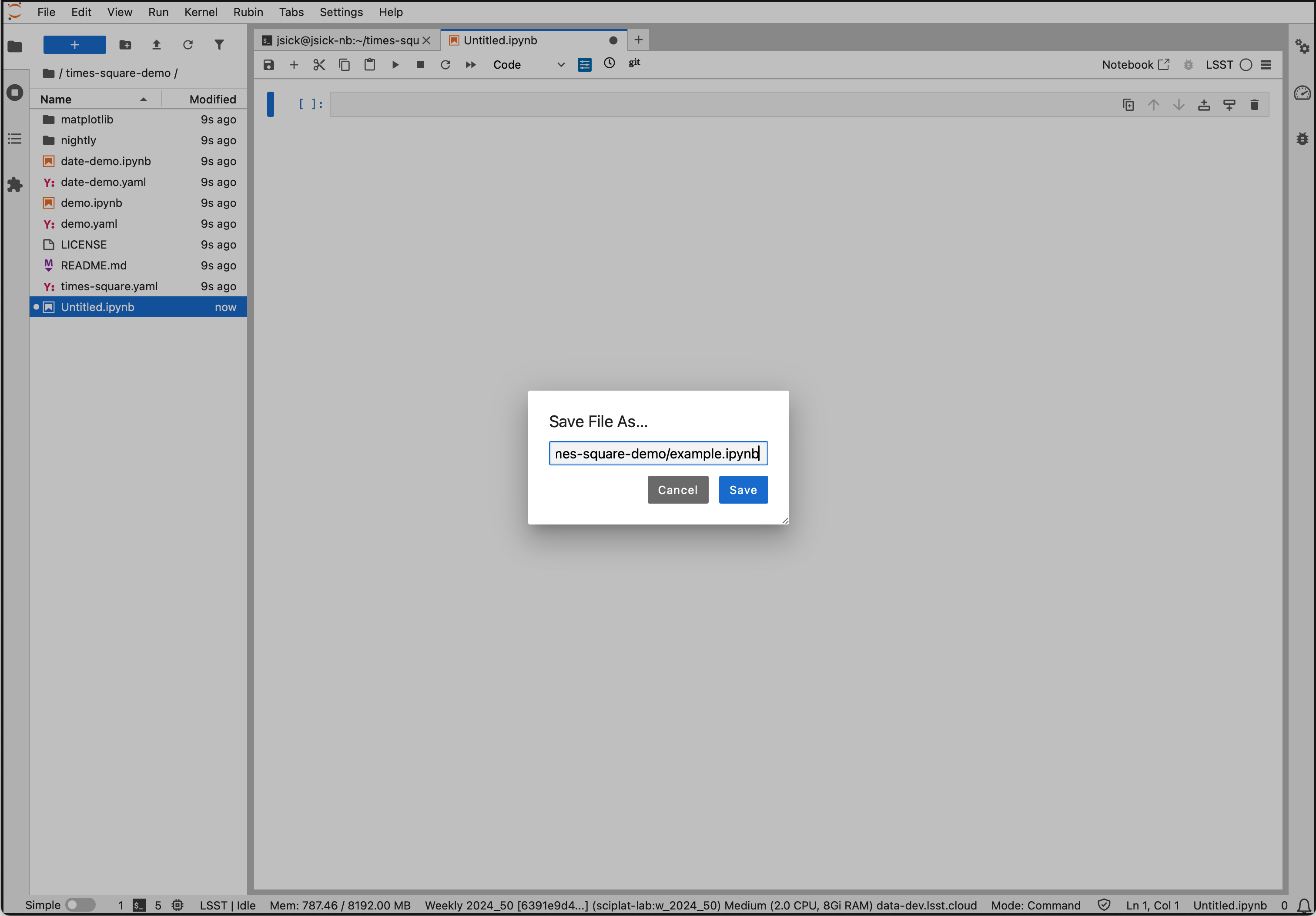 Screenshot of the "Save Notebook As..." dialog box.