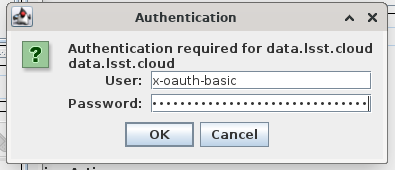 Username and password dialog.